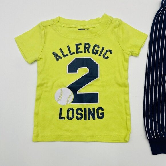Crazy 8 Baseball Baby Boys 12-18 Months 2 Piece Short Sleeve Pajama Set 1851 - Picture 2 of 5